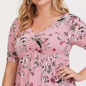Cute Torrid Pink Floral Babydoll Top
